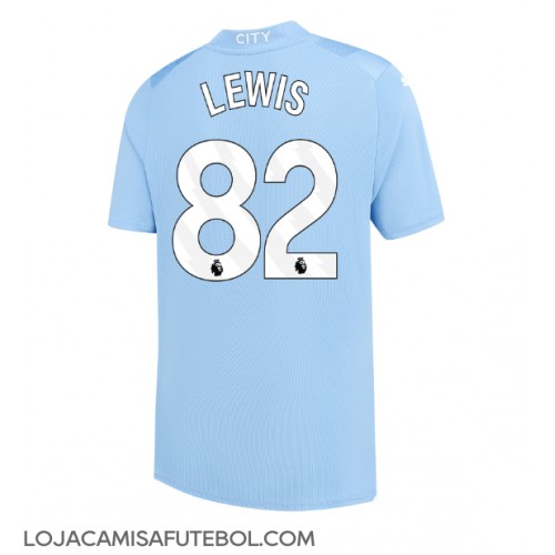 Camisa de Futebol Manchester City Rico Lewis #82 Equipamento Principal 2023-24 Manga Curta